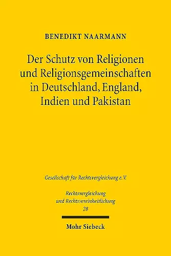 Der Schutz von Religionen und Religionsgemeinschaften in Deutschland, England, Indien und Pakistan cover