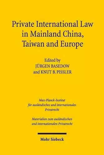 Private International Law in Mainland China, Taiwan and Europe cover