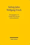 Siebzig Jahre Wolfgang Frisch cover