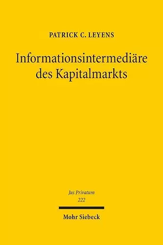 Informationsintermediäre des Kapitalmarkts cover