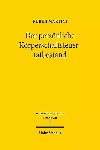 Der persönliche Körperschaftsteuertatbestand cover