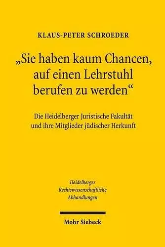 "Sie haben kaum Chancen, auf einen Lehrstuhl berufen zu werden" cover