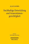 Nachhaltige Entwicklung und Generationengerechtigkeit cover