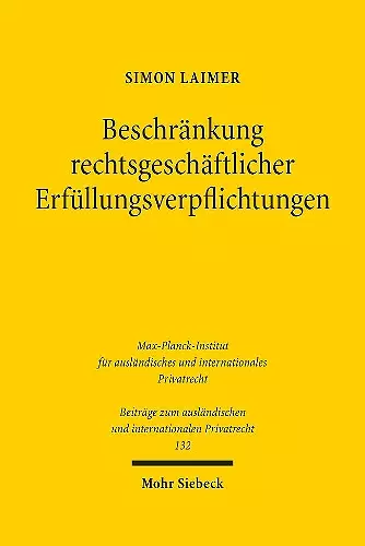 Beschränkung rechtsgeschäftlicher Erfüllungsverpflichtungen cover