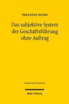 Das subjektive System der Geschäftsführung ohne Auftrag cover