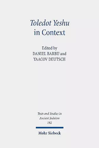 Toledot Yeshu in Context cover