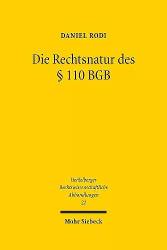 Die Rechtsnatur des § 110 BGB cover