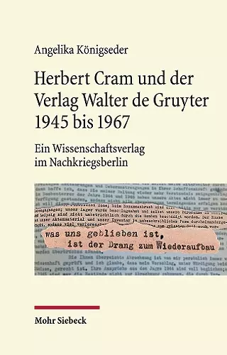 Herbert Cram und der Verlag Walter de Gruyter 1945 bis 1967 cover