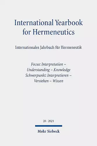 International Yearbook for Hermeneutics / Internationales Jahrbuch für Hermeneutik cover