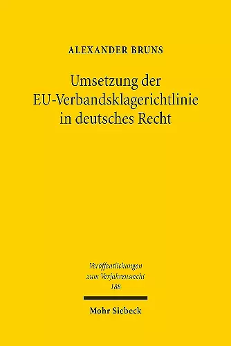 Umsetzung der EU-Verbandsklagerichtlinie in deutsches Recht cover