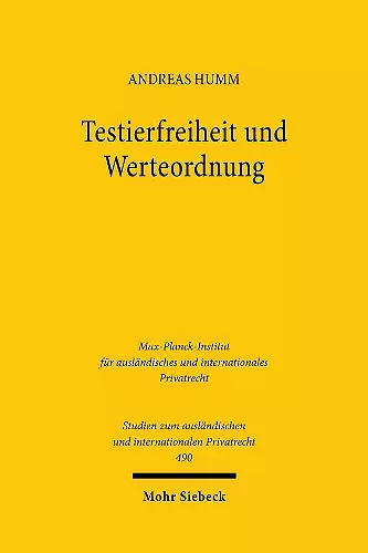 Testierfreiheit und Werteordnung cover