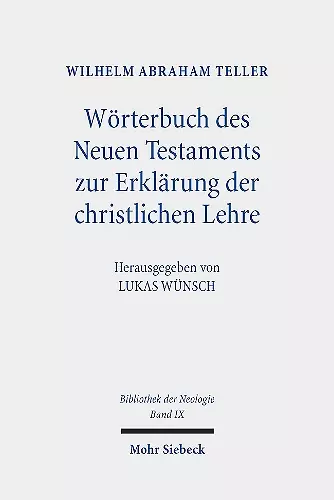 Wörterbuch des Neuen Testaments zur Erklärung der christlichen Lehre cover