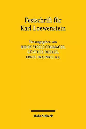 Festschrift für Karl Loewenstein cover