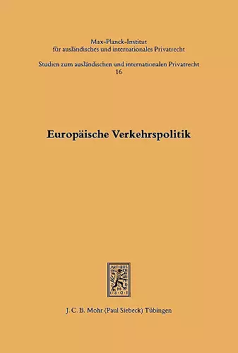 Europäische Verkehrspolitik cover