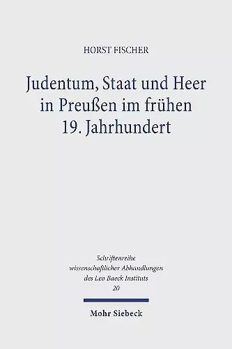 Judentum, Staat und Heer in Preußen im frühen 19. Jahrhundert cover