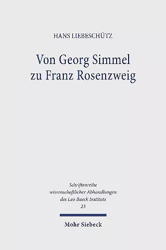 Von Georg Simmel zu Franz Rosenzweig cover