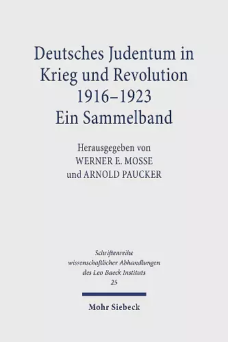 Deutsches Judentum in Krieg und Revolution 1916-1923 cover