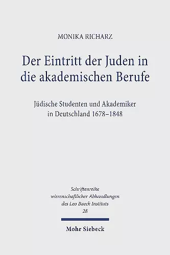 Der Eintritt der Juden in die akademischen Berufe cover