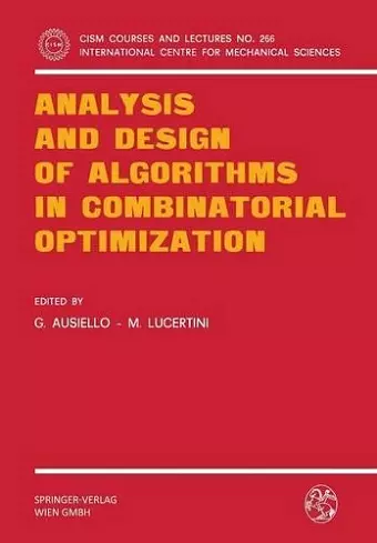 Analysis and Design of Algorithms in Combinatorial Optimization cover