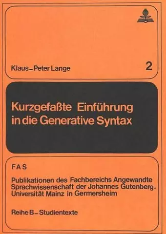 Kurzgefasste Einfuehrung in Die Generative Syntax cover