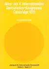 Akten Des V. Internationalen Germanisten-Kongresses- Cambridge 1975 cover