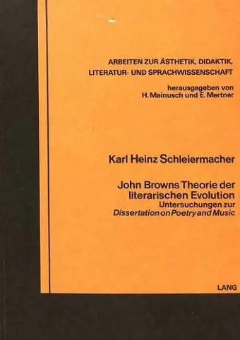 John Browns Theorie Der Literarischen Evolution cover