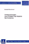 Untersuchungen Zum Problem Der Materie Bei Avicenna cover