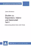 Studien zu Dependenz, Valenz und Satzmodell cover