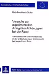 Versuche Zur Experimentellen Analgetika-Abhaengigkeit Bei Der Ratte cover