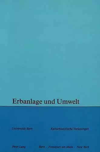 Erbanlage Und Umwelt cover