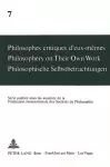 Philosophes Critiques d'Eux-Mêmes- Philosophers on Their Own Work- Philosophische Selbstbetrachtungen cover