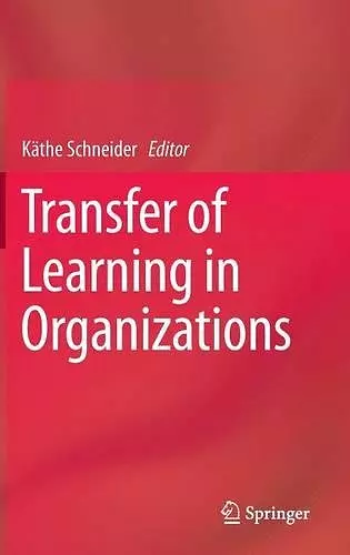 Transfer of Learning in Organizations cover