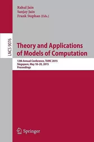 Theory and Applications of Models of Computation cover