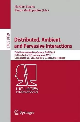 Distributed, Ambient, and Pervasive Interactions cover