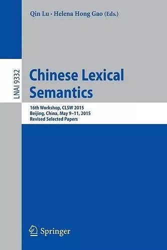 Chinese Lexical Semantics cover