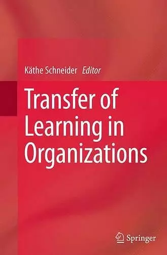 Transfer of Learning in Organizations cover