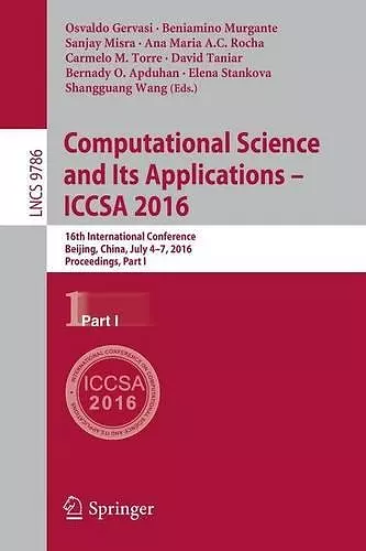 Computational Science and Its Applications – ICCSA 2016 cover