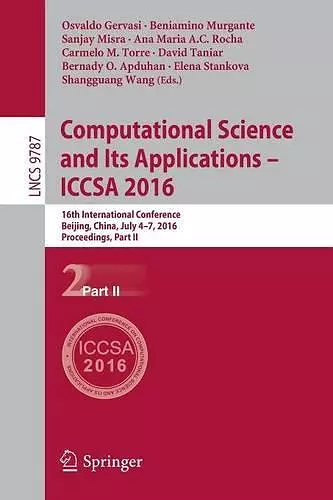 Computational Science and Its Applications – ICCSA 2016 cover