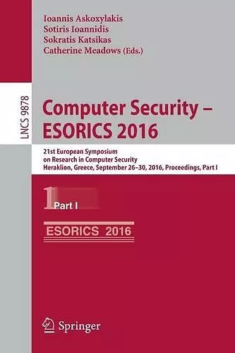 Computer Security – ESORICS 2016 cover