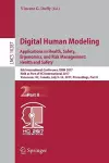 Digital Human Modeling. Applications in Health, Safety, Ergonomics, and Risk Management: Health and Safety cover