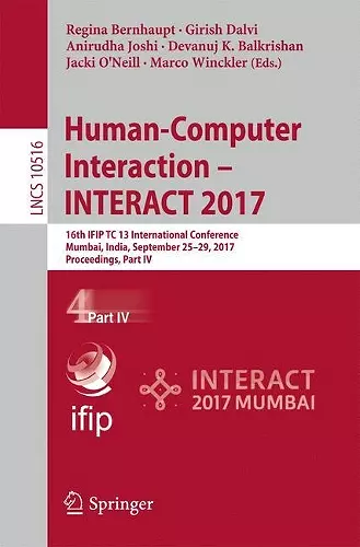 Human-Computer Interaction – INTERACT 2017 cover