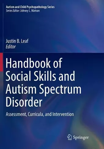 Handbook of Social Skills and Autism Spectrum Disorder cover