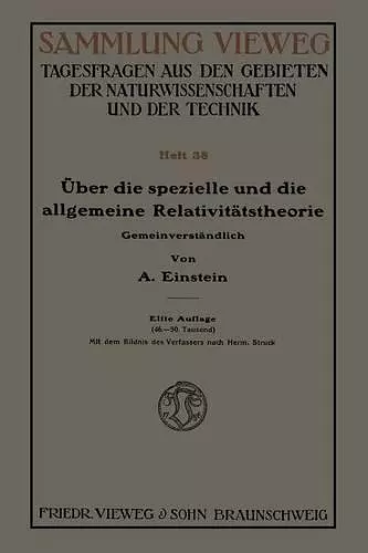 Über Die Spezielle Und Die Allgemeine Relativitätstheorie (Gemeinverständlich) cover