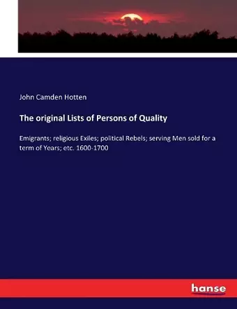 The original Lists of Persons of Quality cover