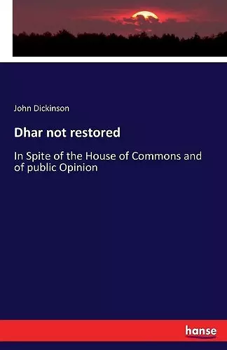 Dhar not restored cover