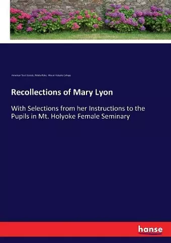 Recollections of Mary Lyon cover