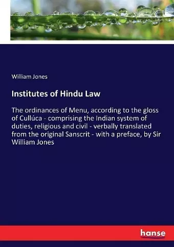 Institutes of Hindu Law cover