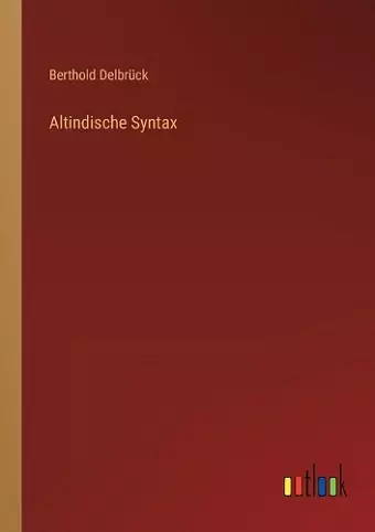 Altindische Syntax cover