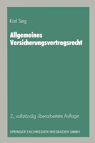 Allgemeines Versicherungsvertragsrecht cover
