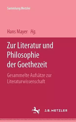 Zur Literatur und Philosophie der Goethezeit cover